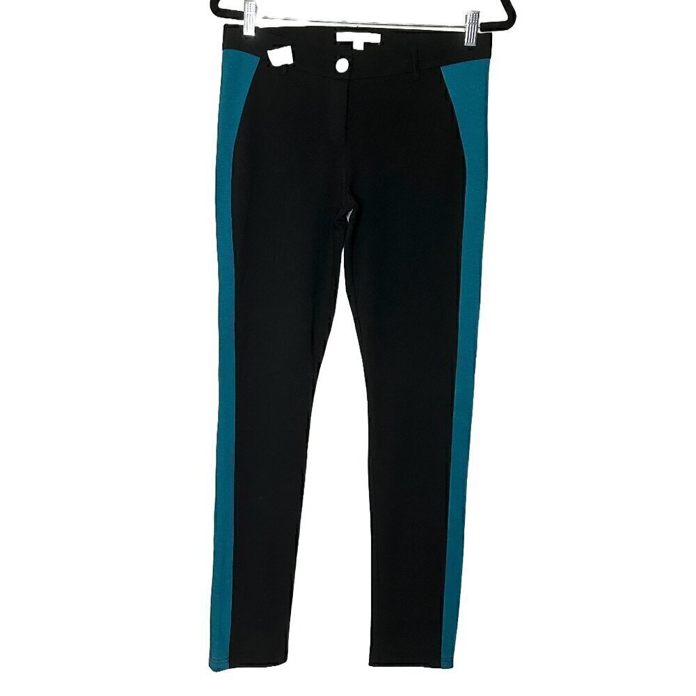 Romeo & Juliet Couture Side Stripe Pants Black Teal Tailored Trouser M